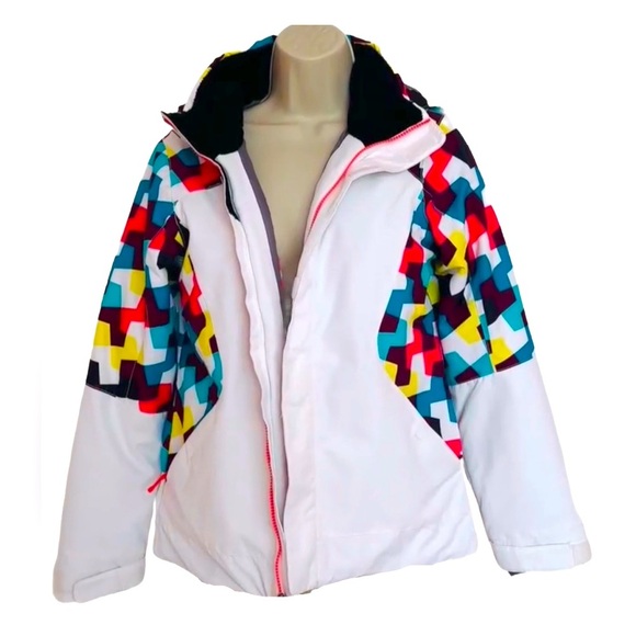 OBERMEYER ~ Women’s White and Color-block Ski/Snow Jacket size L - Picture 4 of 11